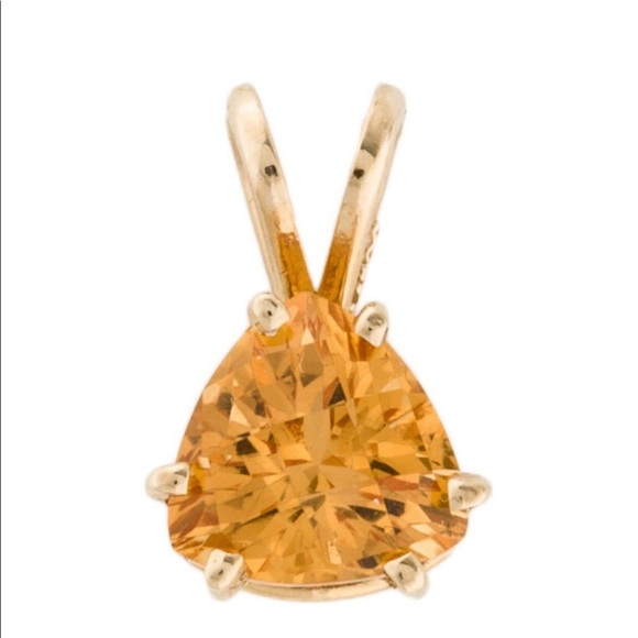 Jewelry - New 14K Yellow Gold Triangular Citrine Pendant - 100% Authentic